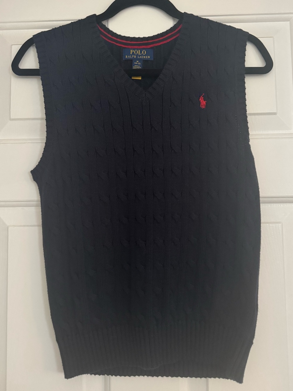 Ralph Lauren Navy Cable-Knit Cotton Sweater Vest (Boys M, 10/12)